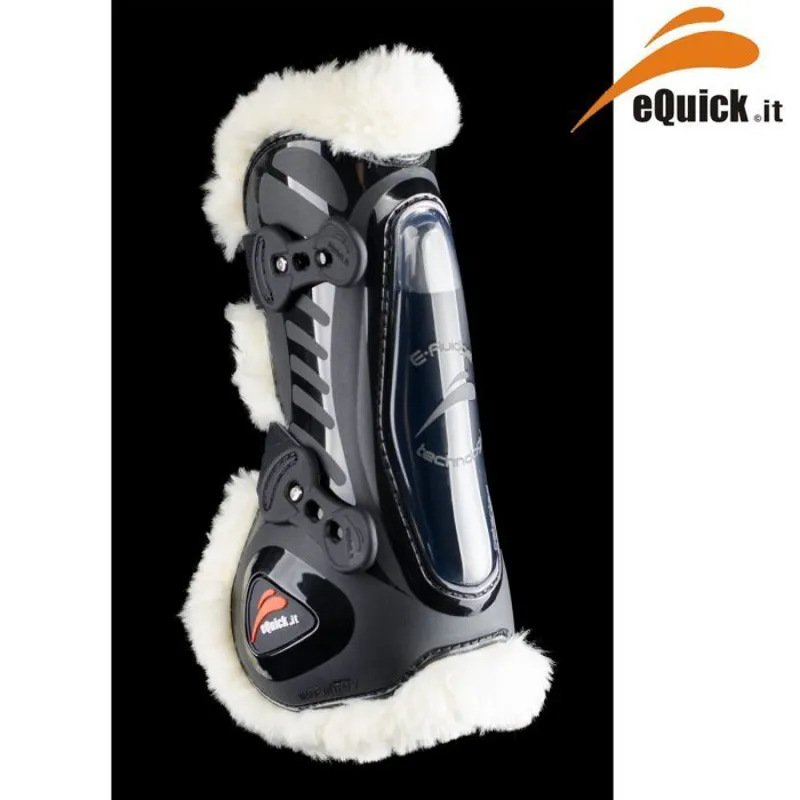 eQuick E Shock Legend Faux Lamb Wool Front Tendon Boot - Black-1