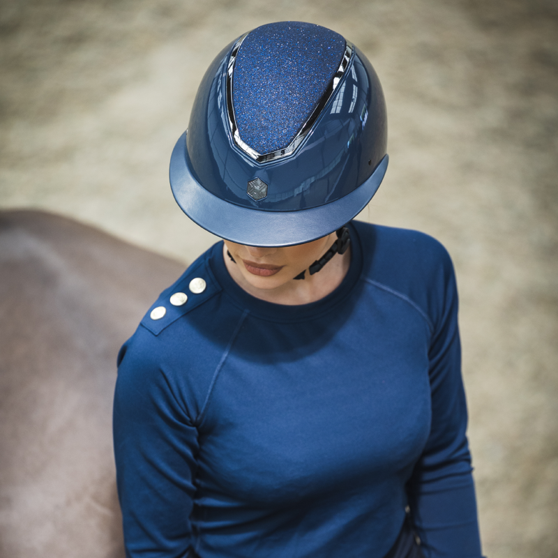 EQX by Charles Owen Kylo Sparkly Wide Peak Riding Hat with MIPS - Navy Gloss/Pewter-4