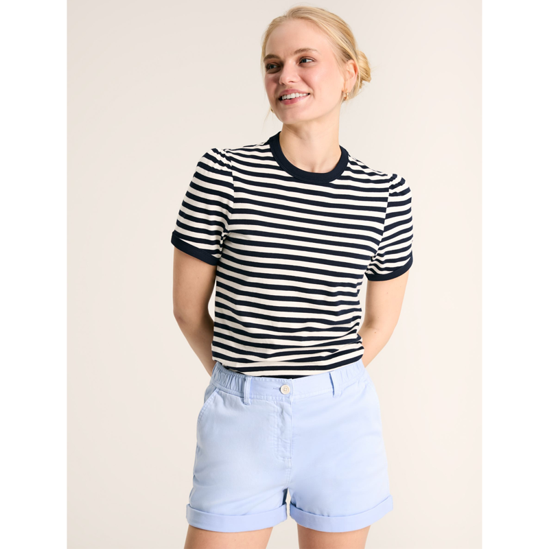 Joules Erin Ladies Short Sleeve T-Shirt - Navy Cream Stripe-1