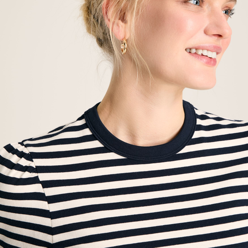 Joules Erin Ladies Short Sleeve T-Shirt - Navy Cream Stripe-4