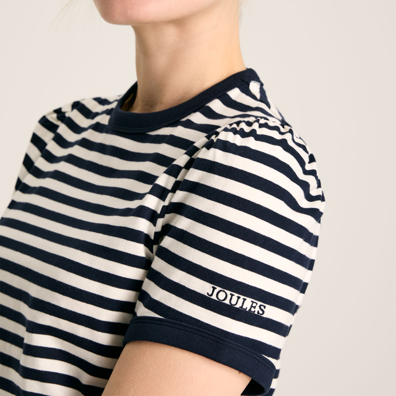 Joules Erin Ladies Short Sleeve T-Shirt - Navy Cream Stripe-3