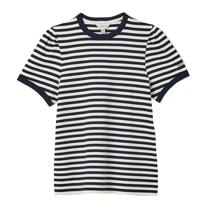 Joules Erin Ladies Short Sleeve T-Shirt - Navy Cream Stripe