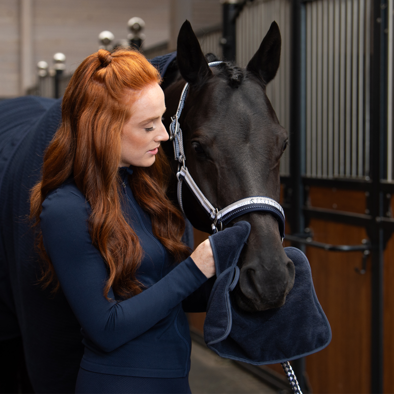 Eskadron Double Pin Headcollar Classic Sports SS24 - Navy/White/Taupe-1