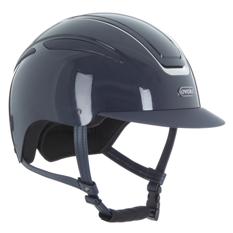 Evoke Callisto Classic Peak Riding Hat - Navy Metallic/Chrome-1