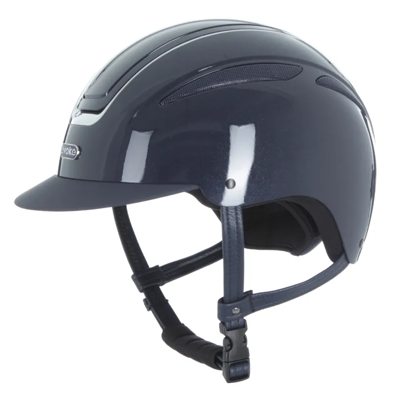 Evoke Callisto Classic Peak Riding Hat - Navy Metallic/Chrome