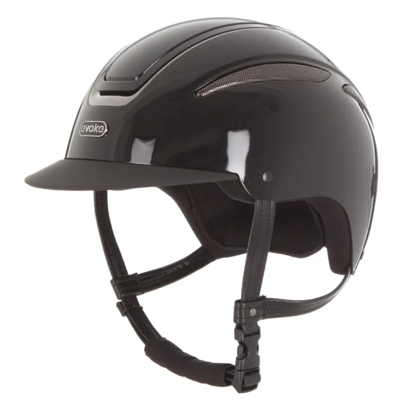 Evoke Callisto Classic Peak Riding Hat - Black Metallic/Gunmetal