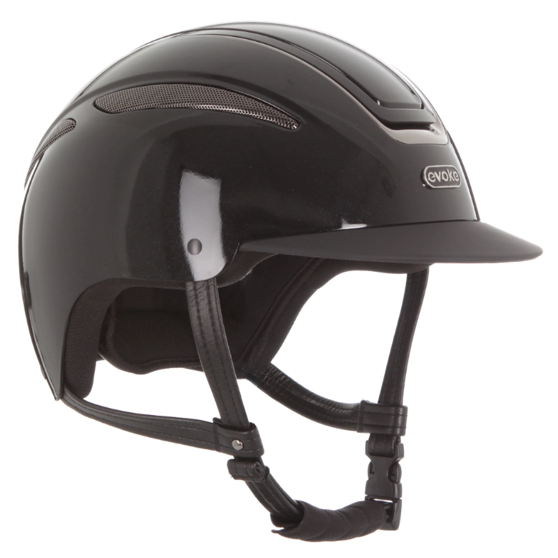 Evoke Callisto Classic Peak Riding Hat - Black Metallic/Gunmetal-1