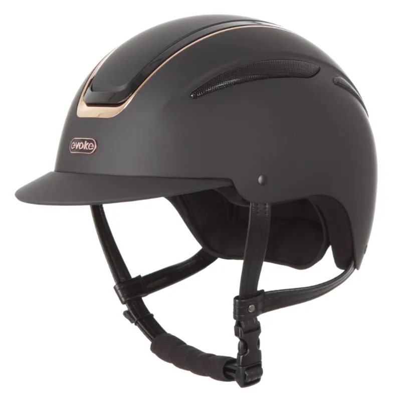 Evoke Callisto Classic Peak Riding Hat - Black/Rose Gold