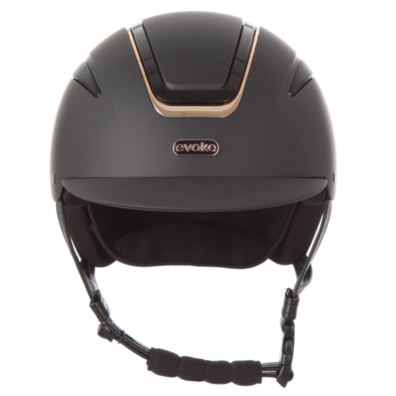 Evoke Callisto Classic Peak Riding Hat - Black/Rose Gold-3