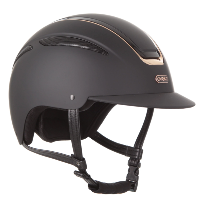Evoke Callisto Classic Peak Riding Hat - Black/Rose Gold-1