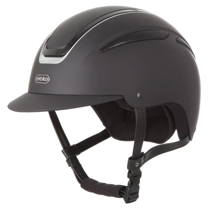 Evoke Callisto Classic Peak Riding Hat - Black/Silver