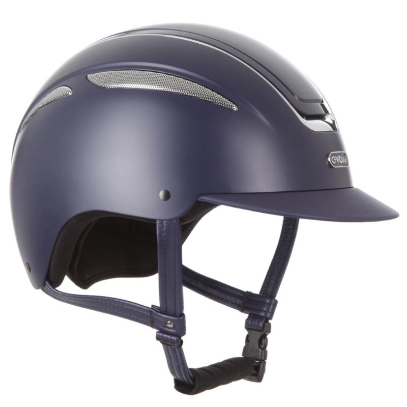 Evoke Callisto Classic Peak Riding Hat - Navy/Chrome-1