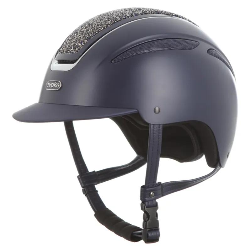 Evoke Callisto Classic Peak Riding Hat - Navy/Navy Crystal