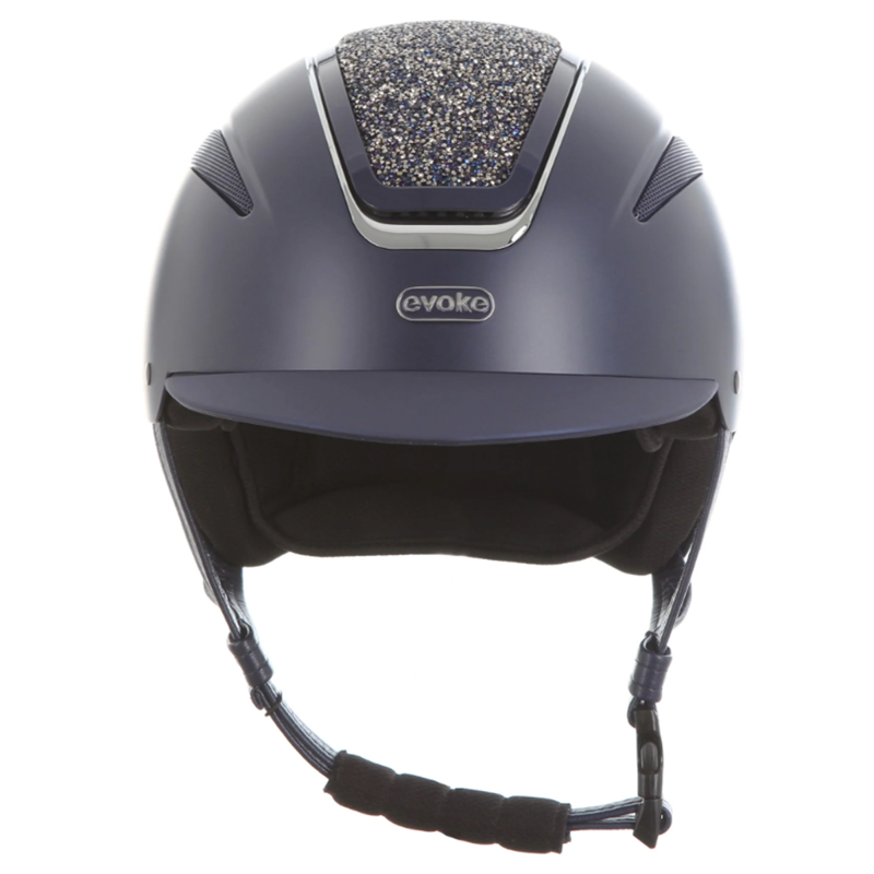 Evoke Callisto Classic Peak Riding Hat - Navy/Navy Crystal-2
