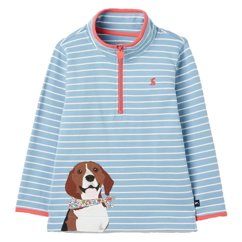 Joules Girl's Fairdale Printed Half Zip Sweatshirt - Bel Air Blue