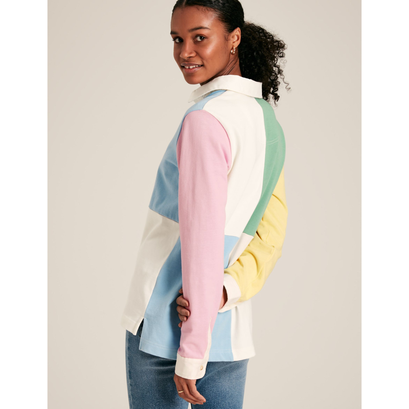 Joules Falmouth Ladies Rugby Shirt - Cream Multi-3