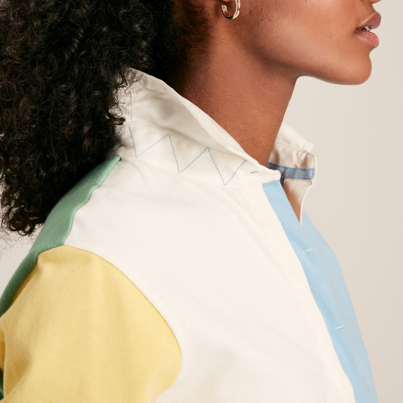 Joules Falmouth Ladies Rugby Shirt - Cream Multi-5