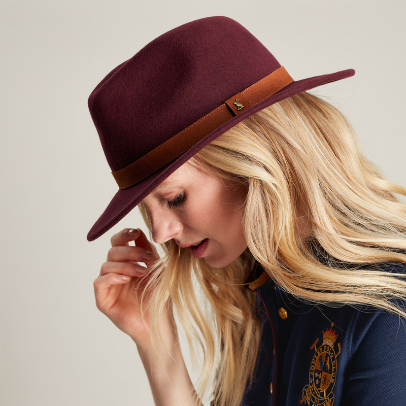 Joules Women's Fedora Hat - Oxblood-3