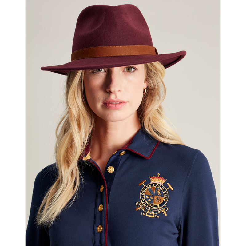 Joules Women's Fedora Hat - Oxblood-2
