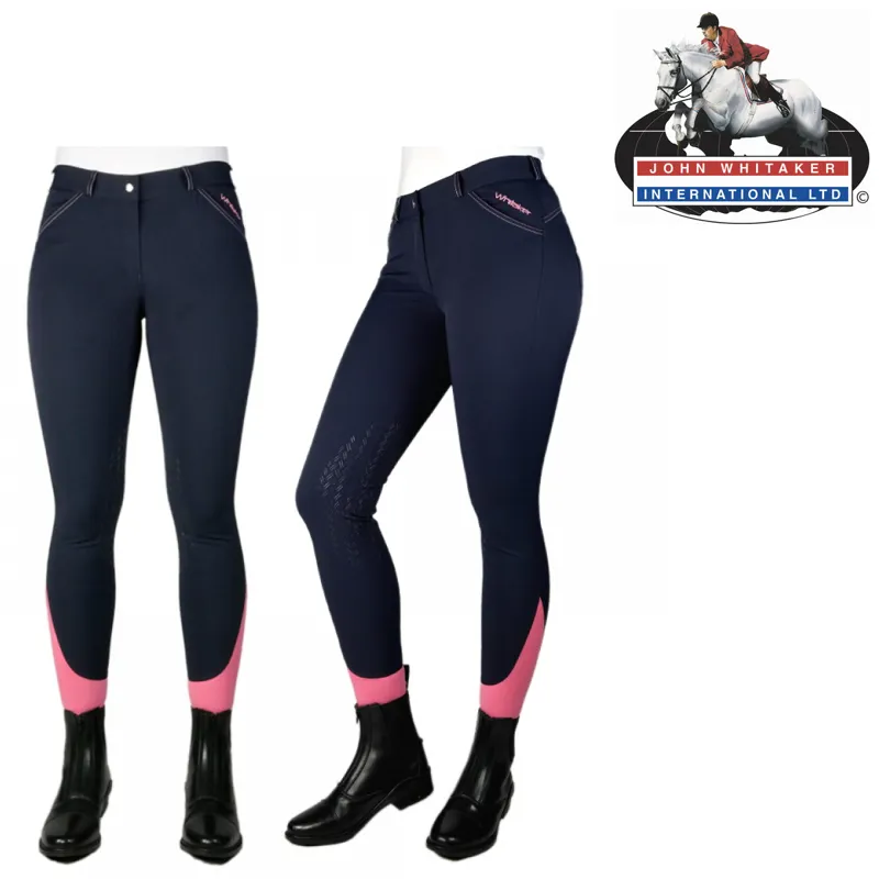 John Whitaker Fenton Waterproof Ladies Breeches - Navy/Pink 