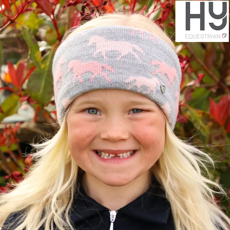 Hy Equestrian Flaine Children's Headband - Grey/Pink -1
