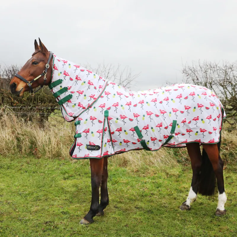 Hy StormX Original Flamingo Combi Fly Rug - Green/White/Pink