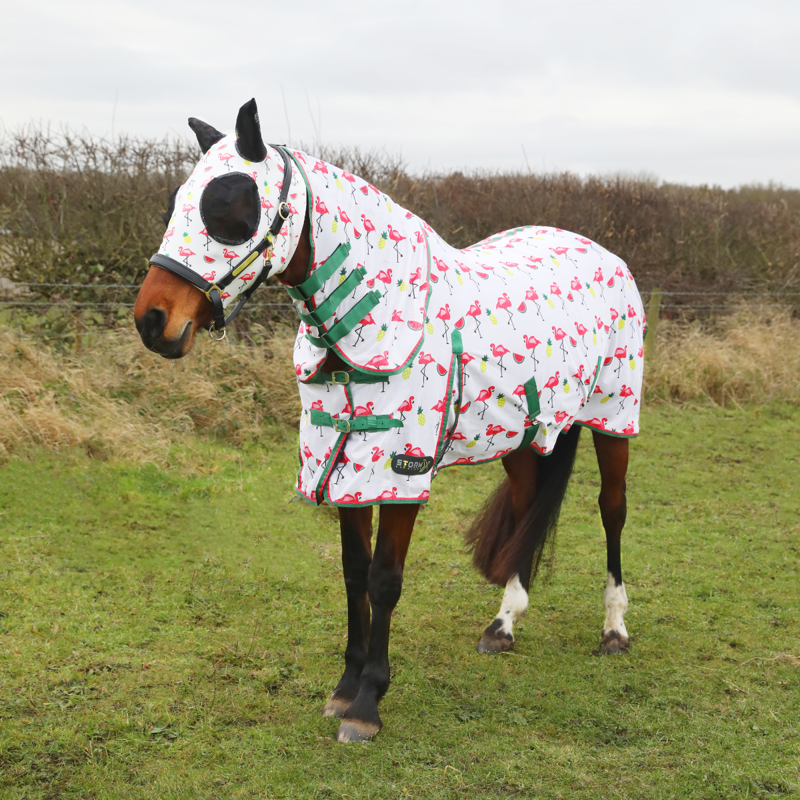 Hy StormX Original Flamingo Combi Fly Rug - Green/White/Pink-1