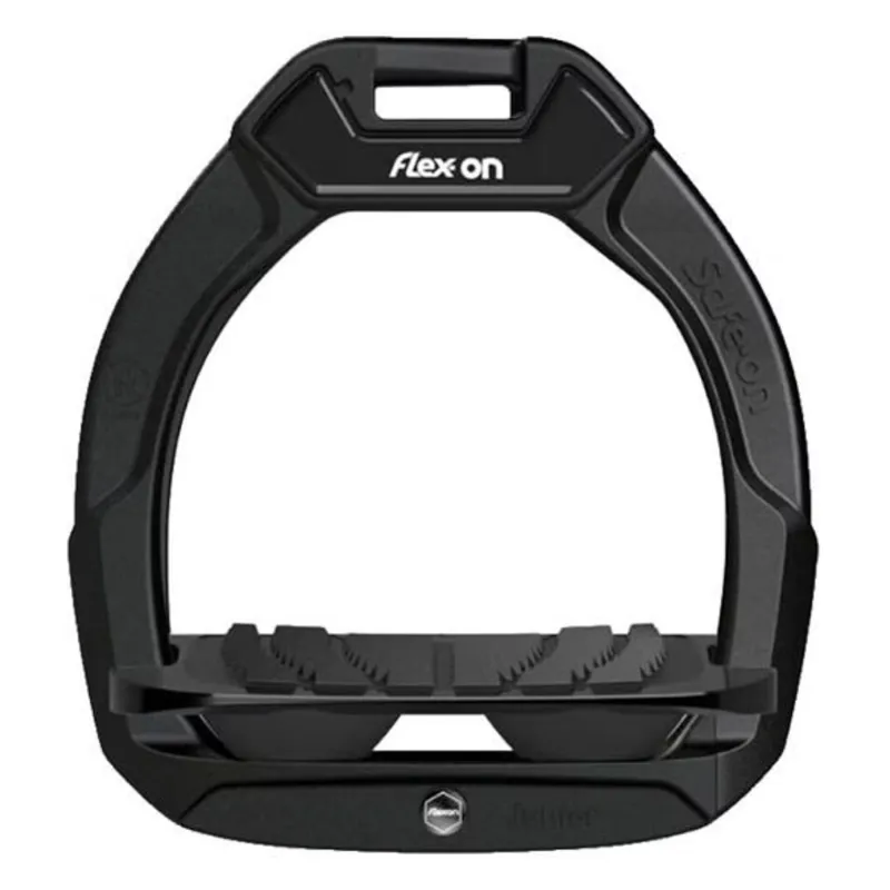 Flex-on Safe-On Junior Inclined Grip Stirrups - Black/Black/Black