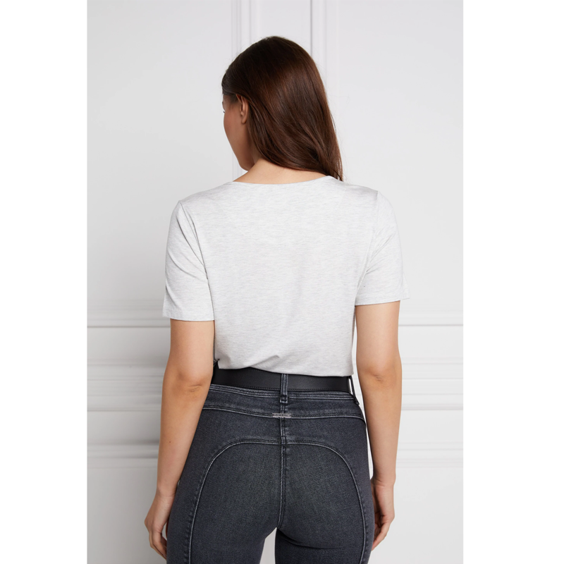 Holland Cooper GBE Flock Logo Tee - Ice Marl Teal-1