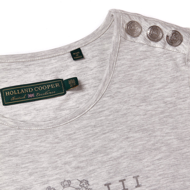 Holland Cooper GBE Flock Logo Tee - Ice Marl Teal-3