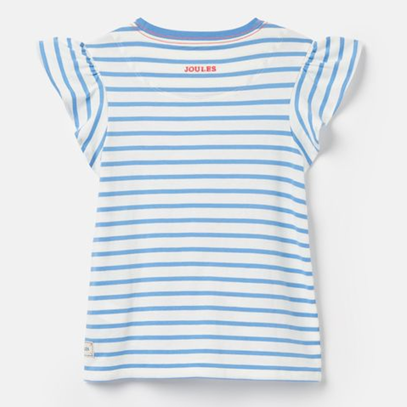 Joules Girls' Flutter Astra Short Sleeve Artwork T-Shirt - Blue Stripe-1