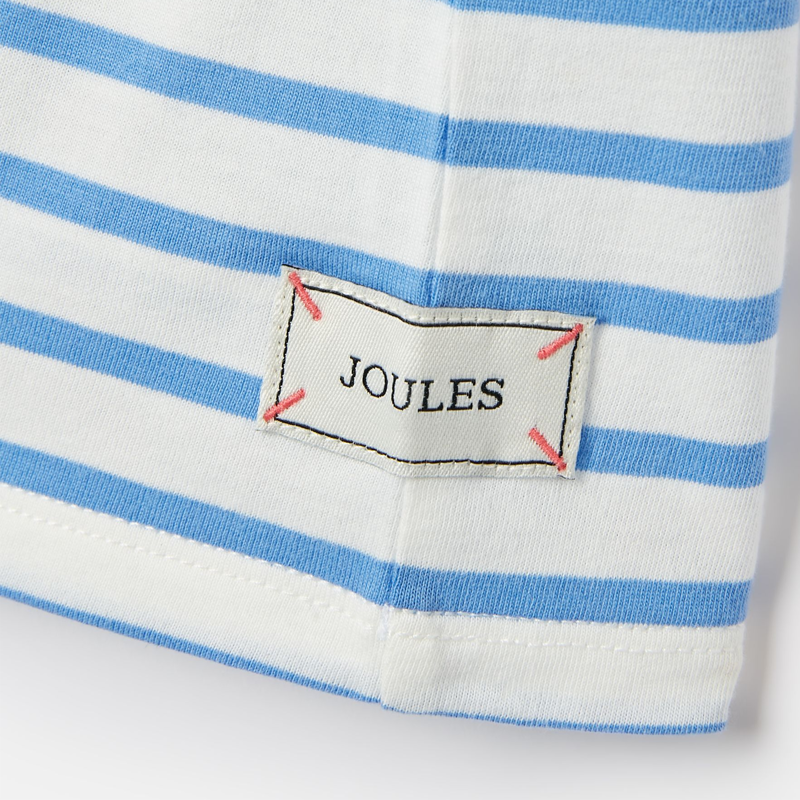 Joules Girls' Flutter Astra Short Sleeve Artwork T-Shirt - Blue Stripe-5