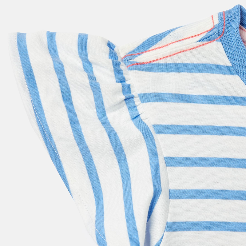 Joules Girls' Flutter Astra Short Sleeve Artwork T-Shirt - Blue Stripe-4
