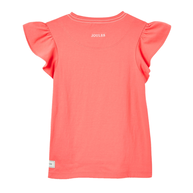 Joules Girls' Flutter Astra Short Sleeve Artwork T-Shirt - Coral Pink-1