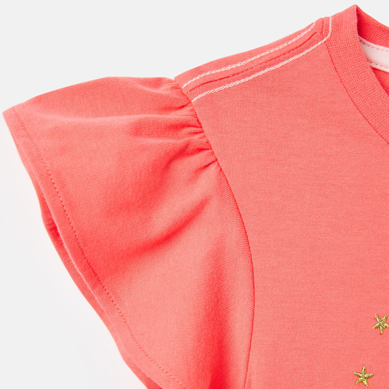 Joules Girls' Flutter Astra Short Sleeve Artwork T-Shirt - Coral Pink-3