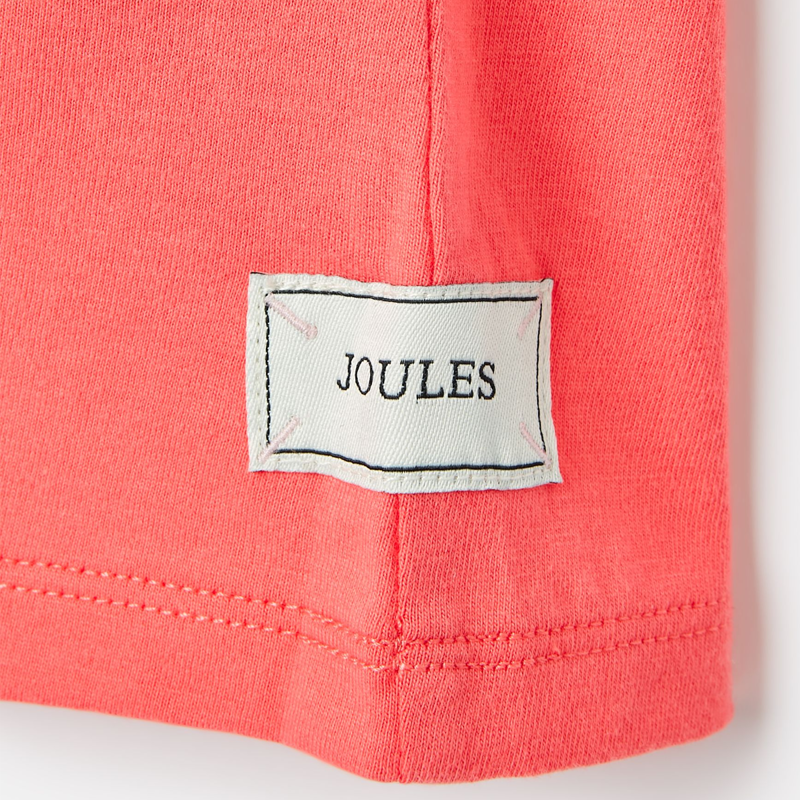 Joules Girls' Flutter Astra Short Sleeve Artwork T-Shirt - Coral Pink-5