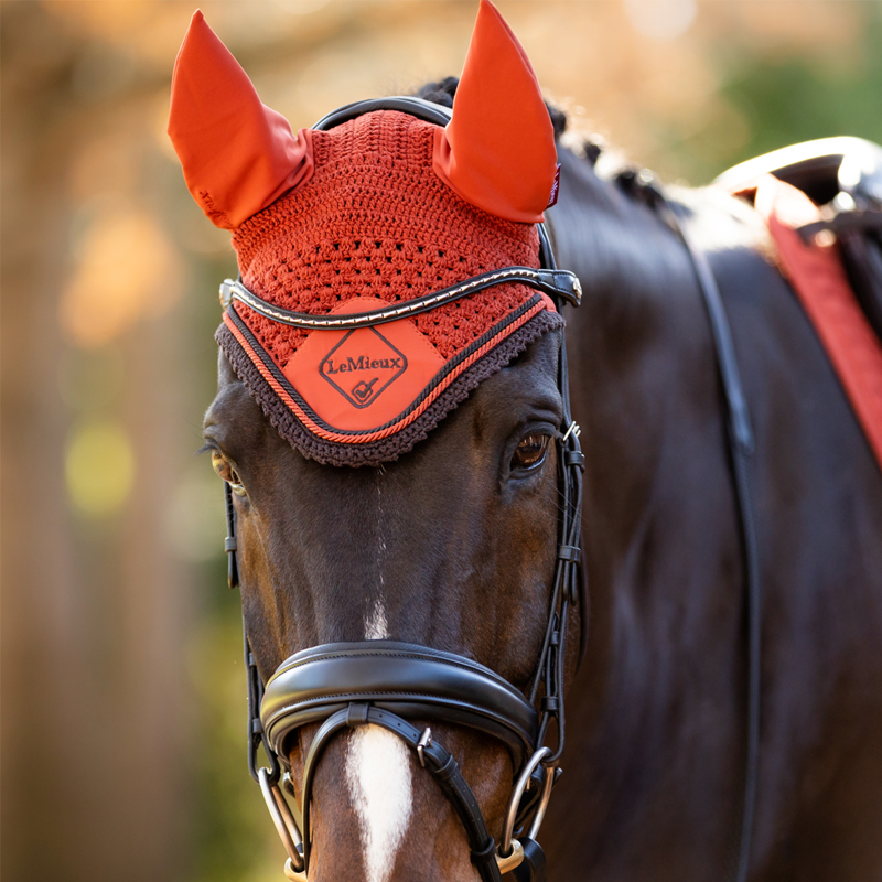 LeMieux Classic Lycra Fly Hood - Sienna-2