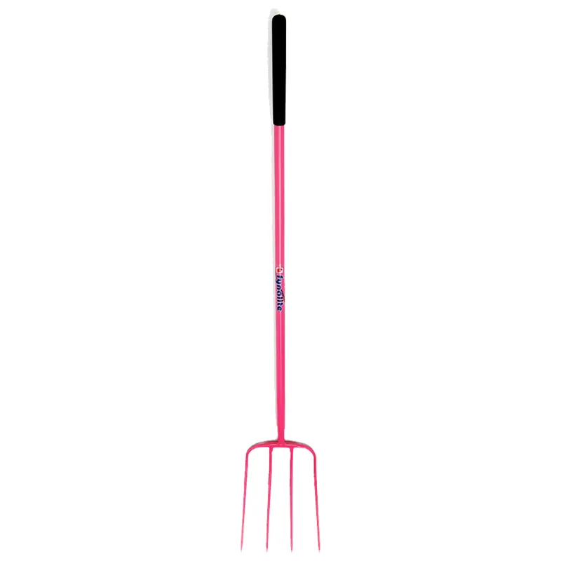 Fynalite Hi-Strength Manure Fork 4 Prong Long 48inch - Pink