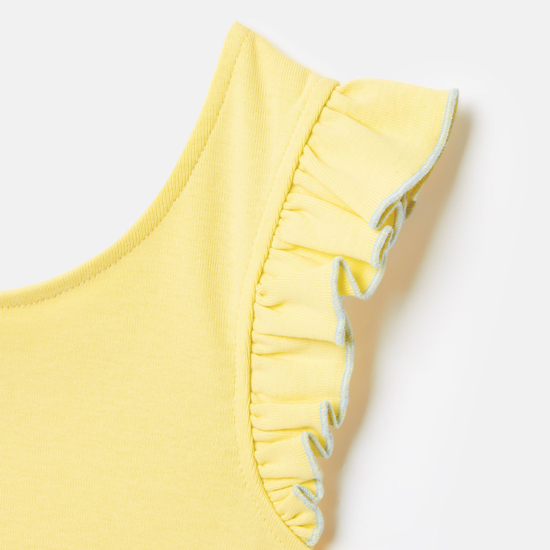 Joules Girls' Butterfly Frill Solid Vest - Lemon-2