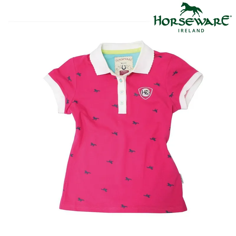 Horseware Ashlinn Ladies Print Polo Shirt - Fuchsia