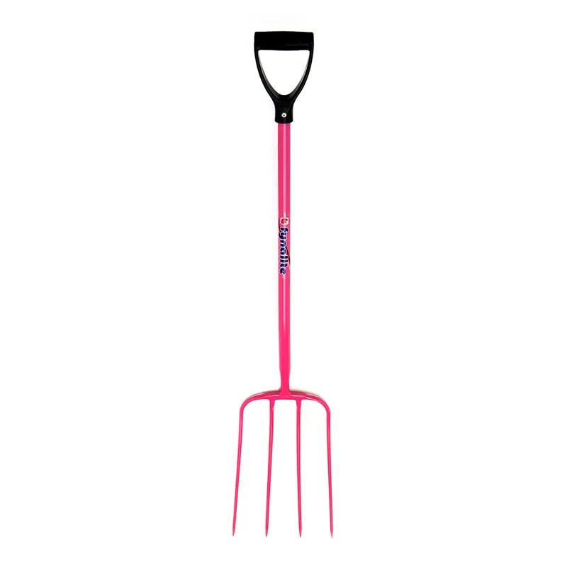 Fynalite Hi-Strength Manure Fork 4 Prong D-Grip Handle - Pink