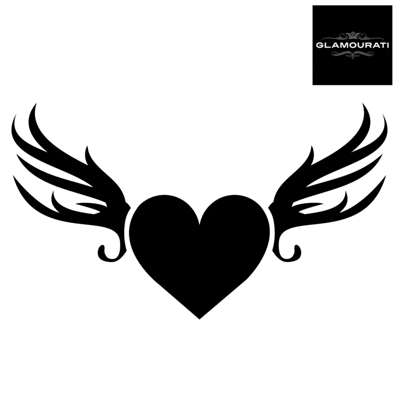Glamourati Medium Stencil Design - Heart and Wings