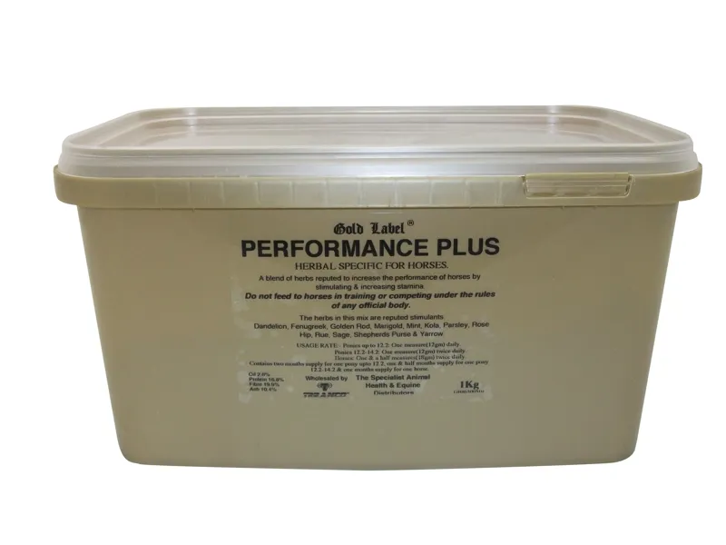 Gold Label 1kg Performance Plus Supplement in Gold