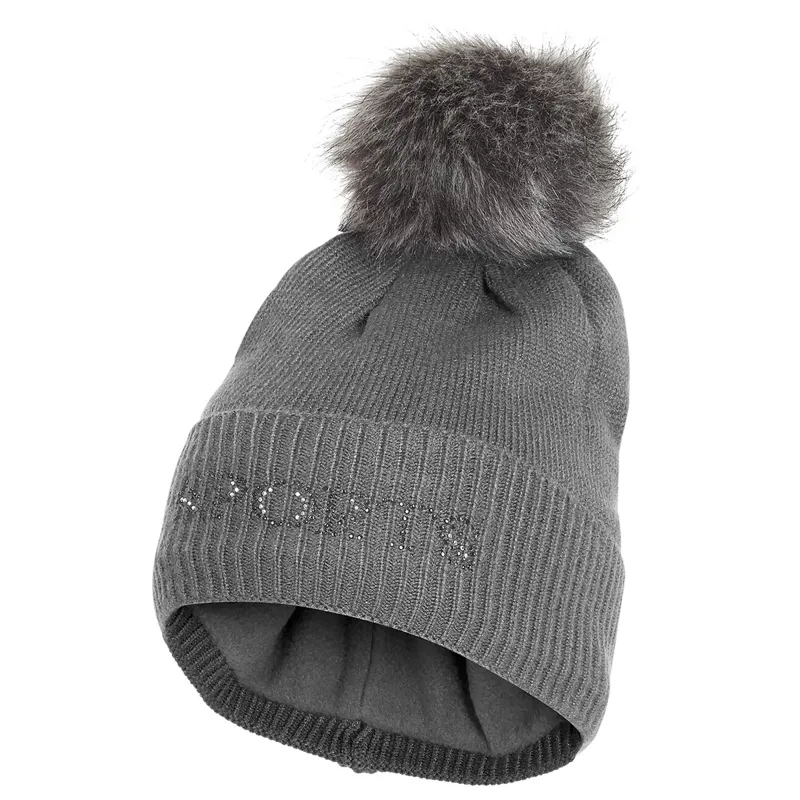Schockemohle New Glossy Baila Style Beanie Bobble Hat - Silver Grey