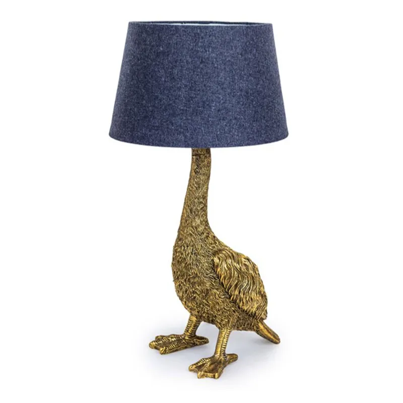 McGowan Rutherford Antique Gold Goose Table Lamp with Grey Shade