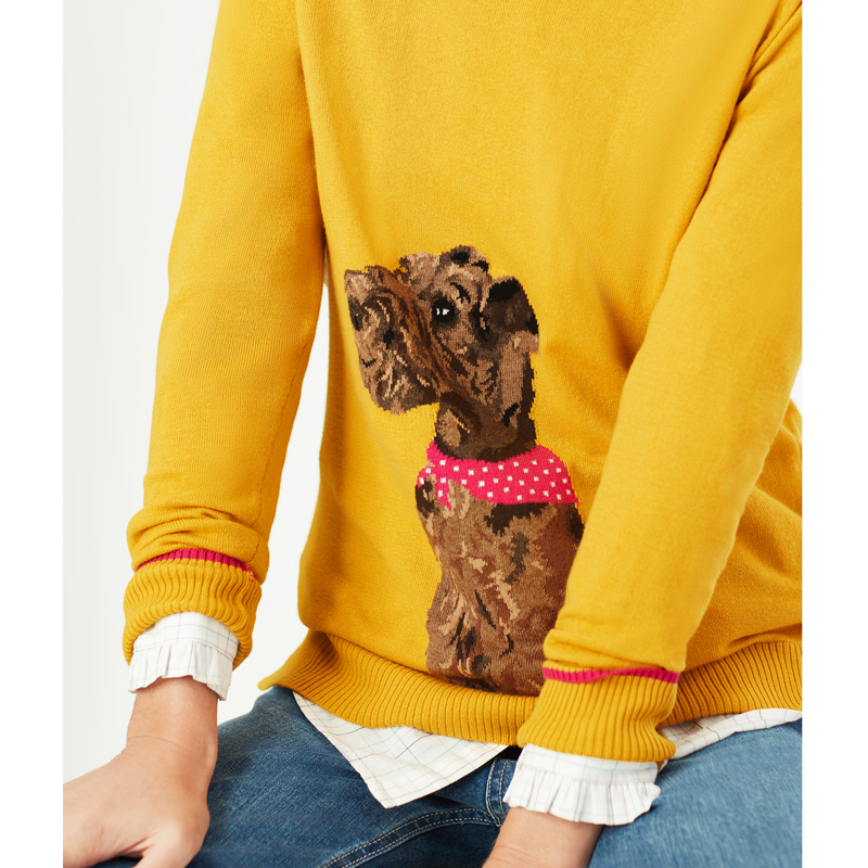 Joules Miranda Crew Neck Jumper - Gold Dog-3