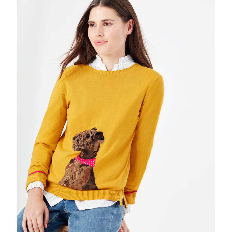 Joules Miranda Crew Neck Jumper - Gold Dog-1