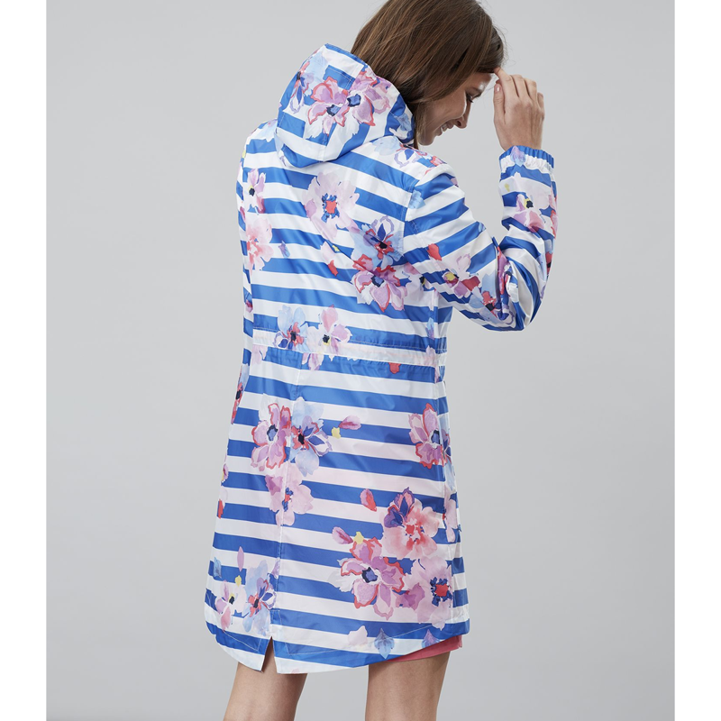 Joules Golightly Ladies Waterproof Packaway Jacket - Blue Stripe Floral-2
