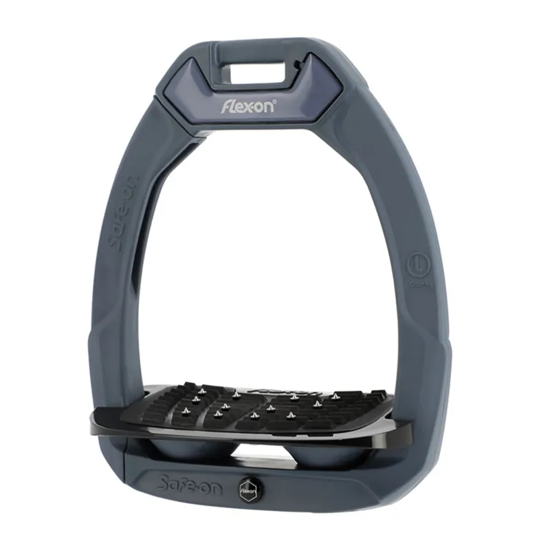 Flex-On Safe-On Inclined Ultra-Grip Safety Stirrups - Grey Blue - Limited Edition