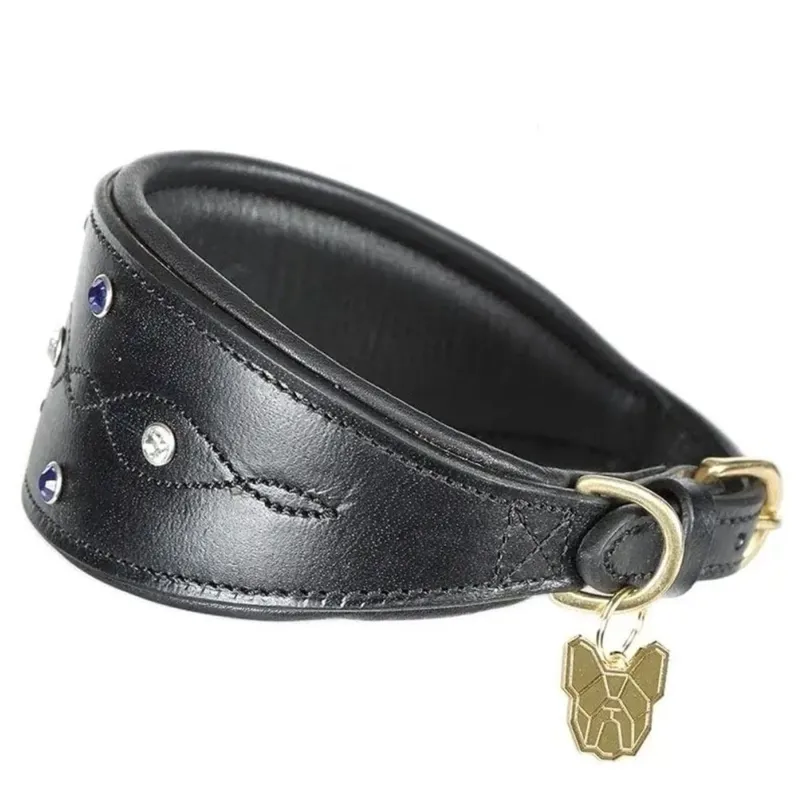 Digby and Fox Diamante Greyhound Collar - Black 